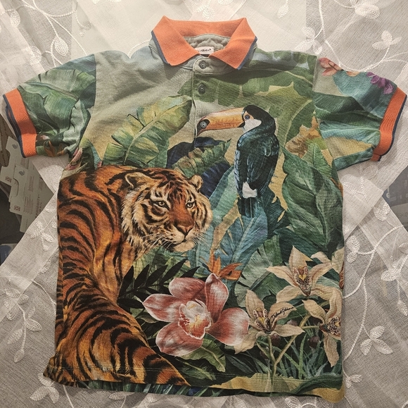 Dolce & Gabbana cotton polo shirt with jungle print size 9/10 - Picture 3 of 11